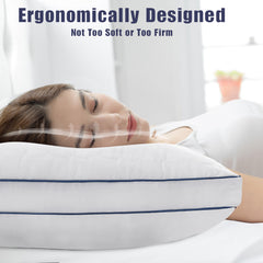 2 Pack Bed Pillows - Standard Size Set of 2, Soft Down Alternative Fill, Supportive for All Sleepers, White
