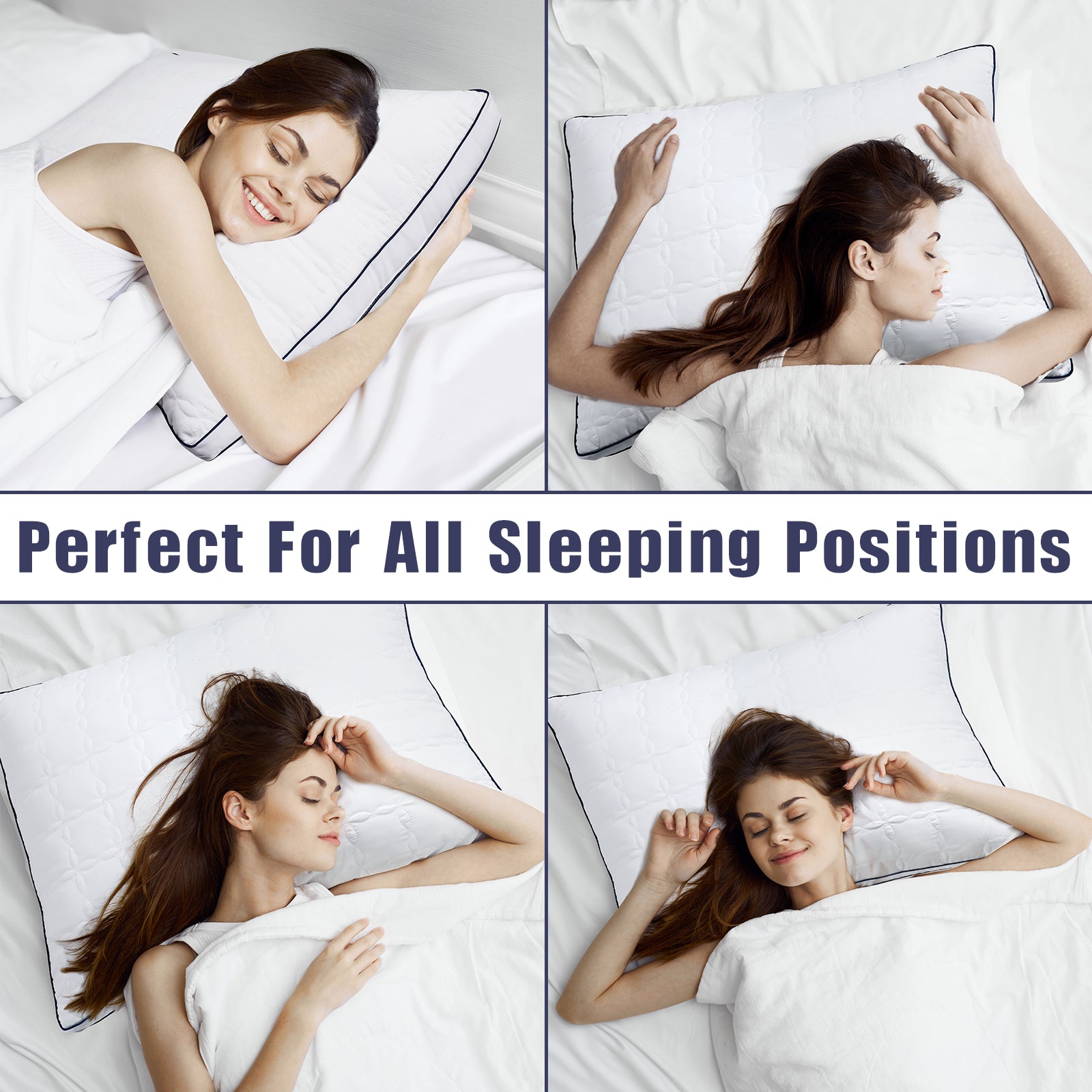 2 Pack Bed Pillows - Standard Size Set of 2, Soft Down Alternative Fill, Supportive for All Sleepers, White