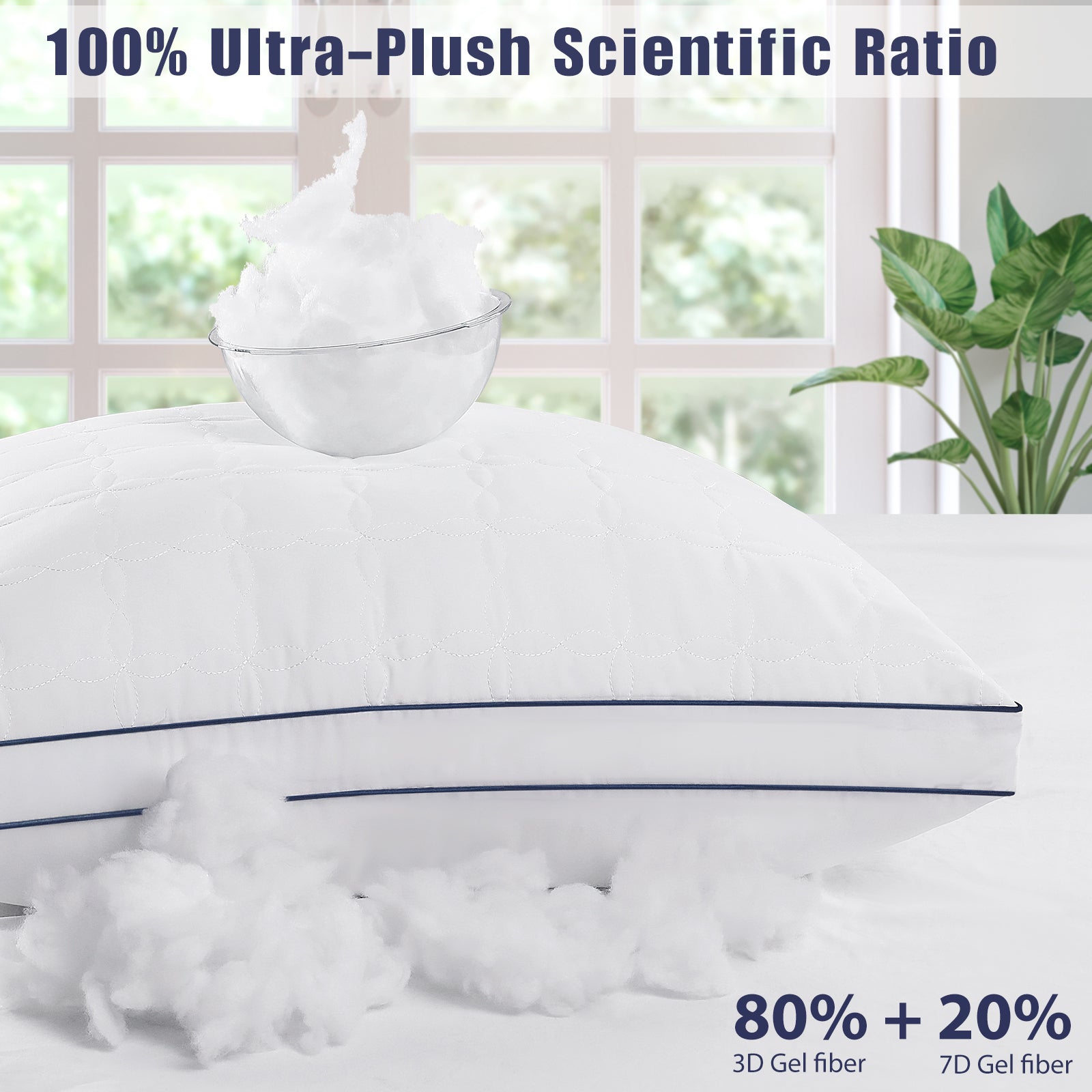 2 Pack Bed Pillows - Standard Size Set of 2, Soft Down Alternative Fill, Supportive for All Sleepers, White