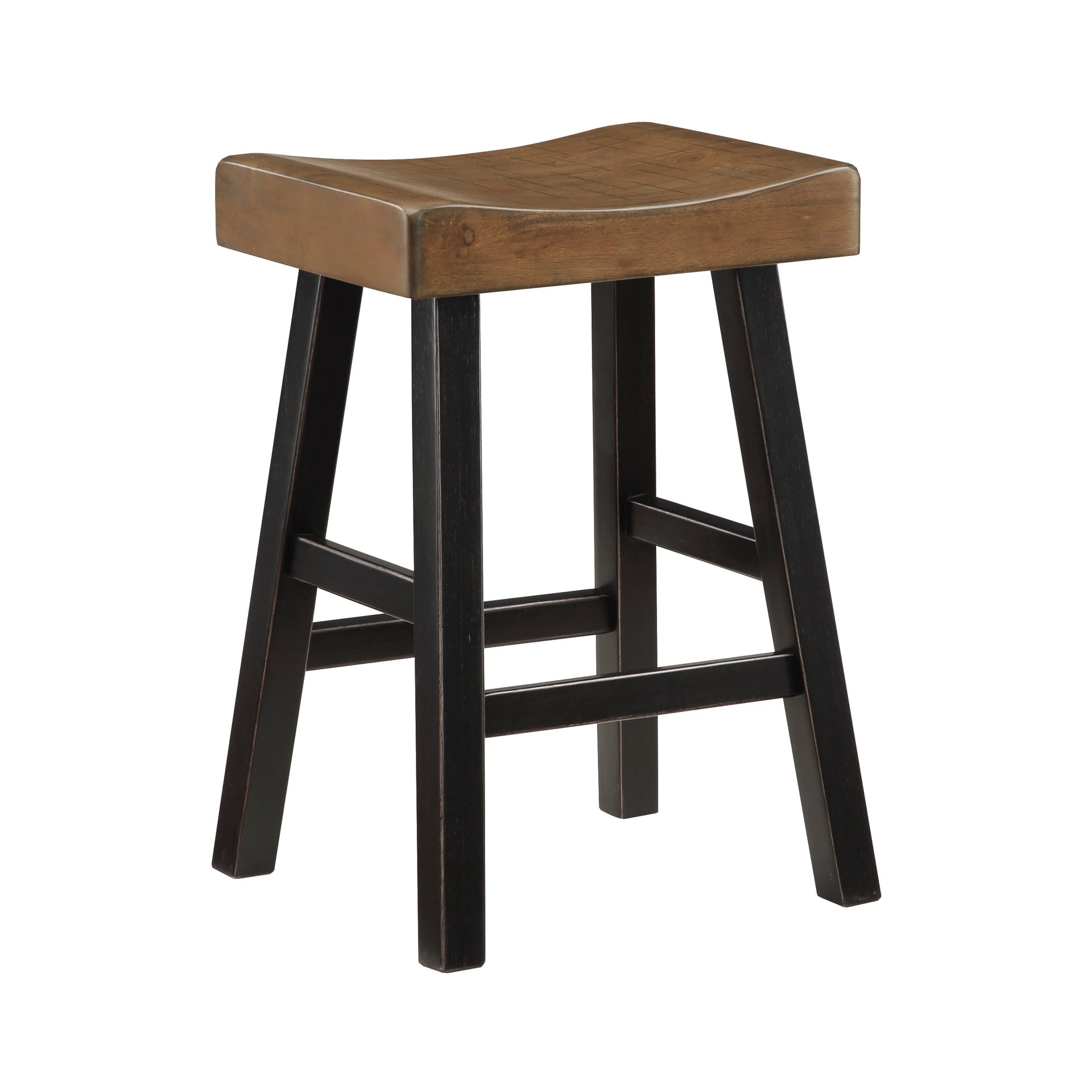 Transitional 4-Piece Counter Height Set, Table and Counter Height Stools Black and Brown Finish Solid Rubberwood Furniture