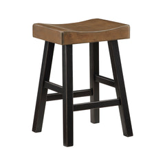 Transitional 4-Piece Counter Height Set, Table and Counter Height Stools Black and Brown Finish Solid Rubberwood Furniture