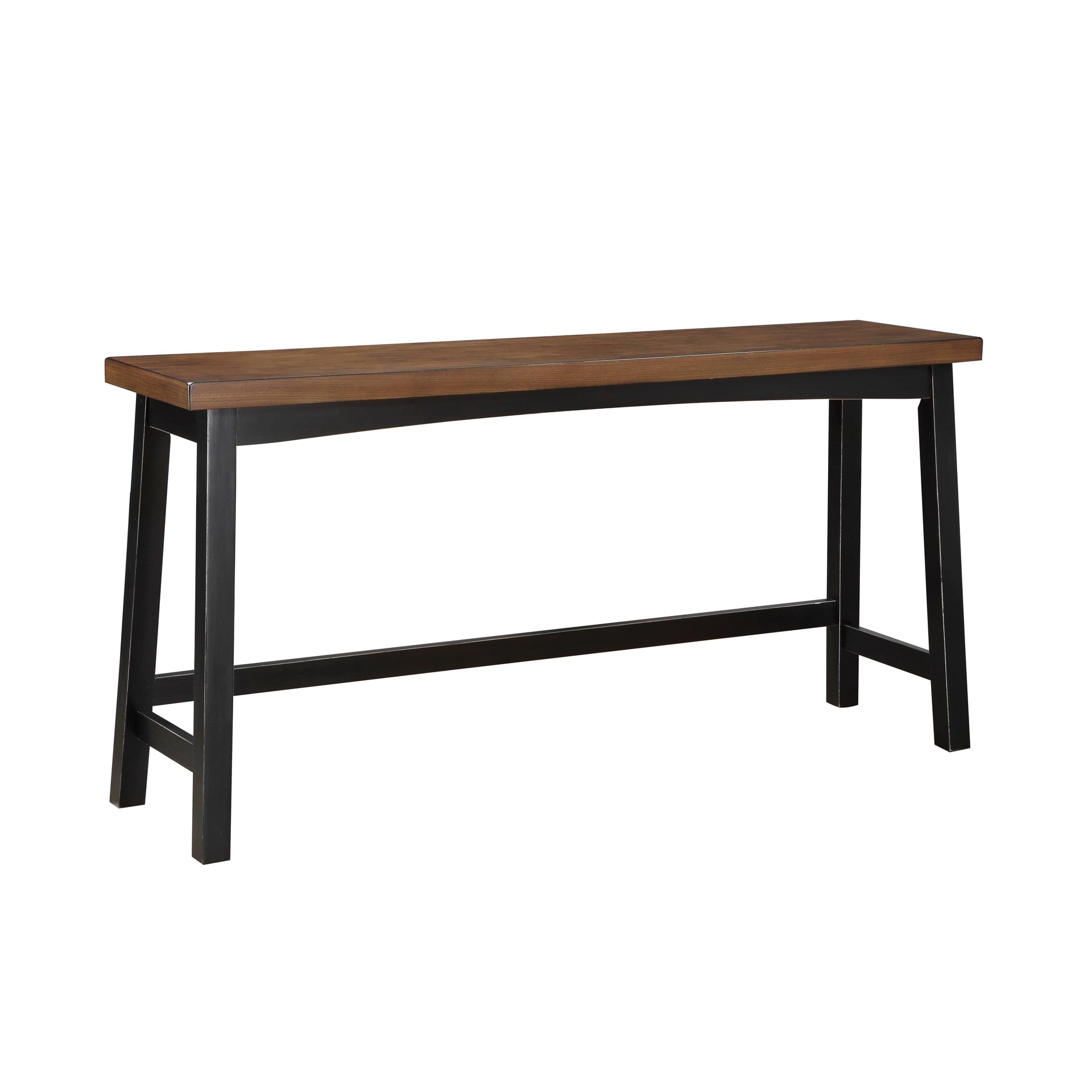 Transitional 4-Piece Counter Height Set, Table and Counter Height Stools Black and Brown Finish Solid Rubberwood Furniture