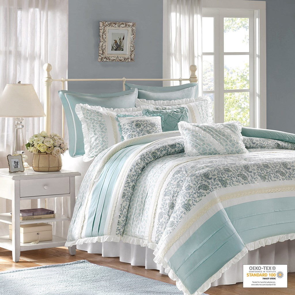 Queen 9 Piece Cotton Percale Duvet Cover Set