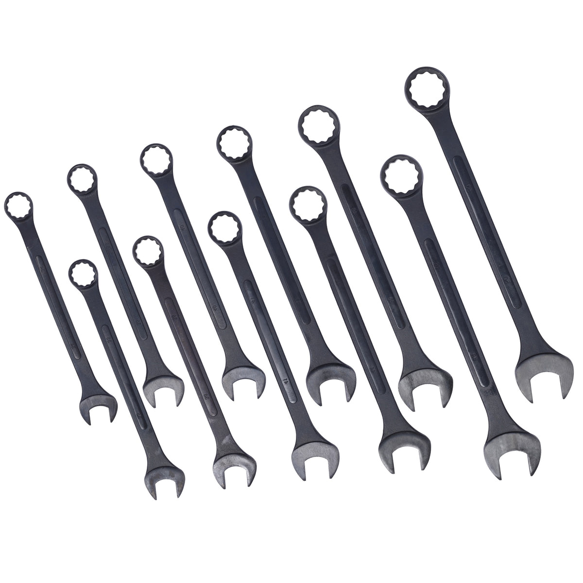 Jumbo Combination Wrench Set extra large, Metric, 11-piece, 34 to 50mm,Black Oxide, with Pouch