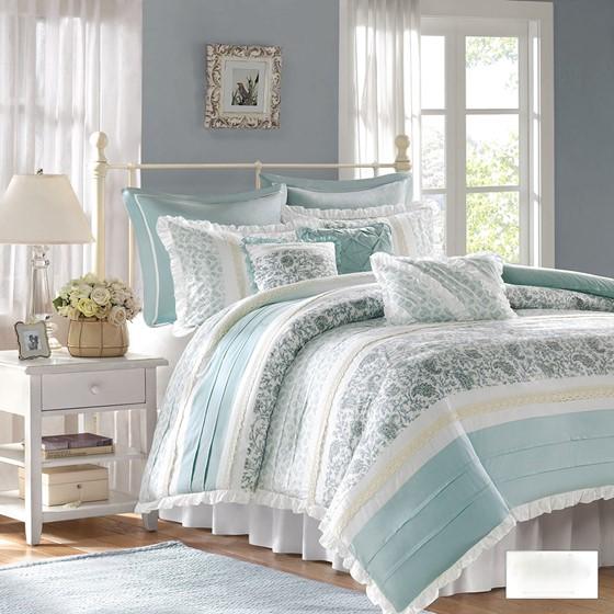 Cal King 9 Piece Cotton Percale Duvet Cover Set