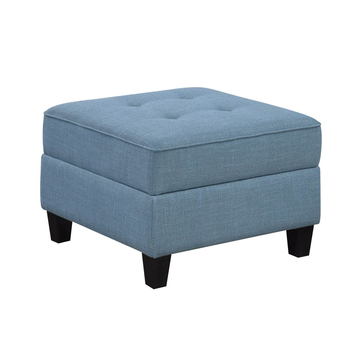 Living Room Furniture Storage Ottoman Blue Tufted Solid Wood Modern Comfort 1pc