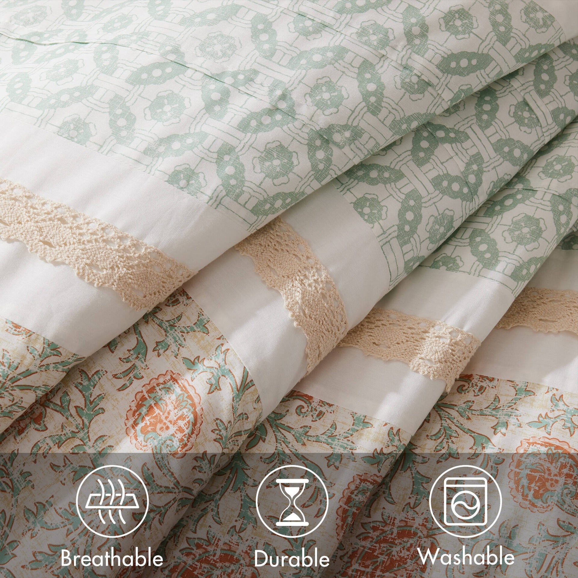 9 Piece Cotton Percale Comforter Set Coral Cal King