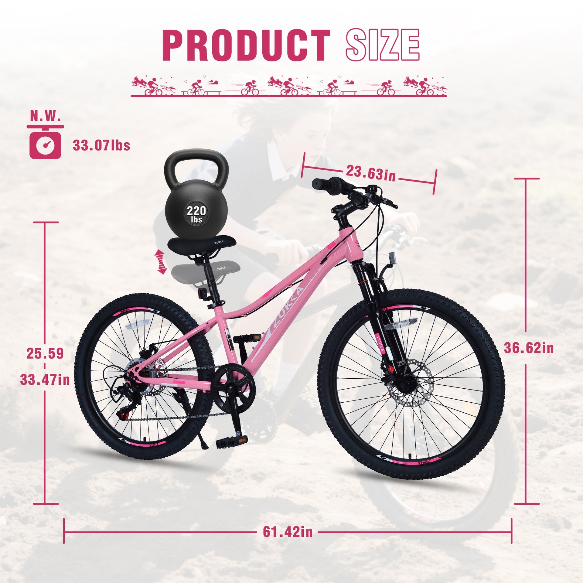 24 Inch 6-Speed Mountain Bike for Kids Boys and Girls