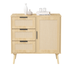 Modern  Rattan Wood  Dresser Wood Storage Cabinet Sideboard for Bedroom, Living Room, Entryway, Hallway
