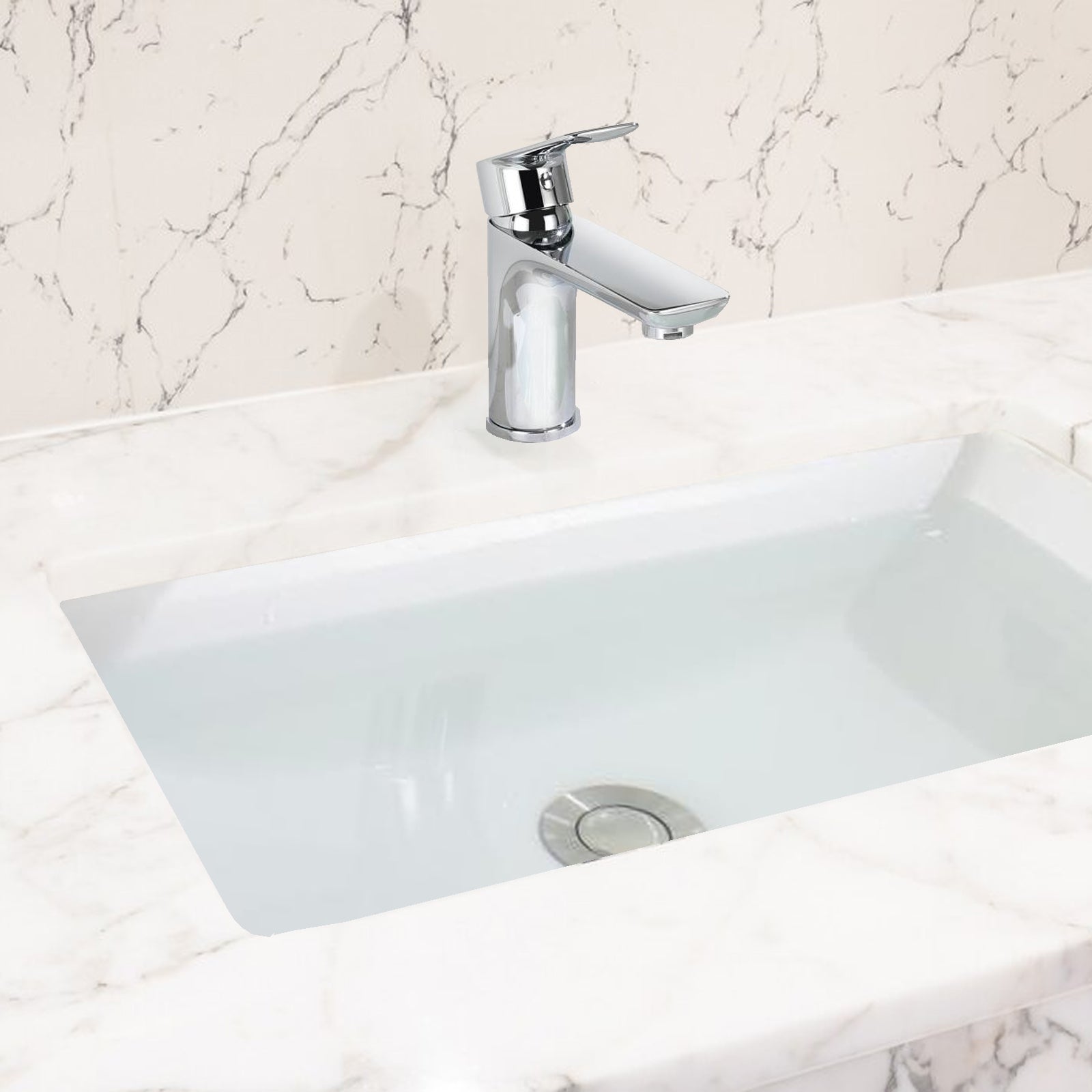 Chrome Single Handle Lavatory Basin Sink Faucet - Brass Bathroom Sink Faucet Hot and Cold