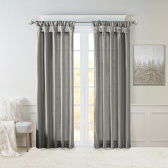 Twist Tab Lined Window Curtain Panel Charcoal 50x120"