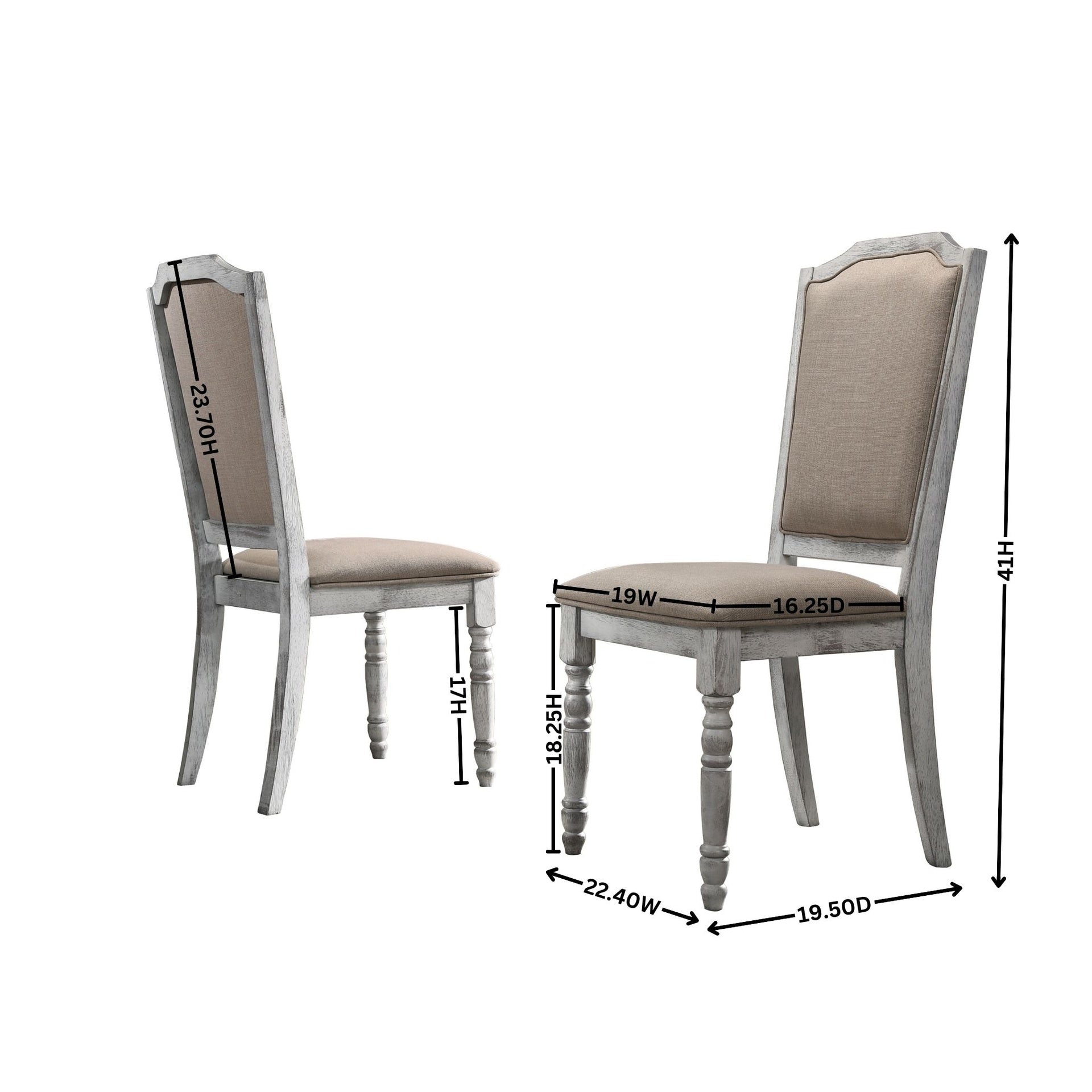 Iris Weathered White Wood 5-Piece Dining Set