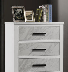 Contemporary Style 1pc Chest English Dovetail Drawer Metal Center Glides Black Handles White Finish Bedroom Furniture