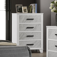 Contemporary Style 1pc Chest English Dovetail Drawer Metal Center Glides Black Handles White Finish Bedroom Furniture