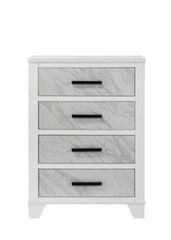Contemporary Style 1pc Chest English Dovetail Drawer Metal Center Glides Black Handles White Finish Bedroom Furniture