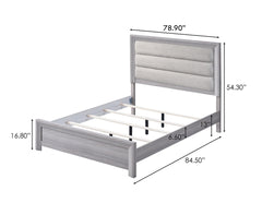 1pc King Panel Bed Plush Channel Tufted Headboard Neutral Gray Driftwood Finish Contemporary Design