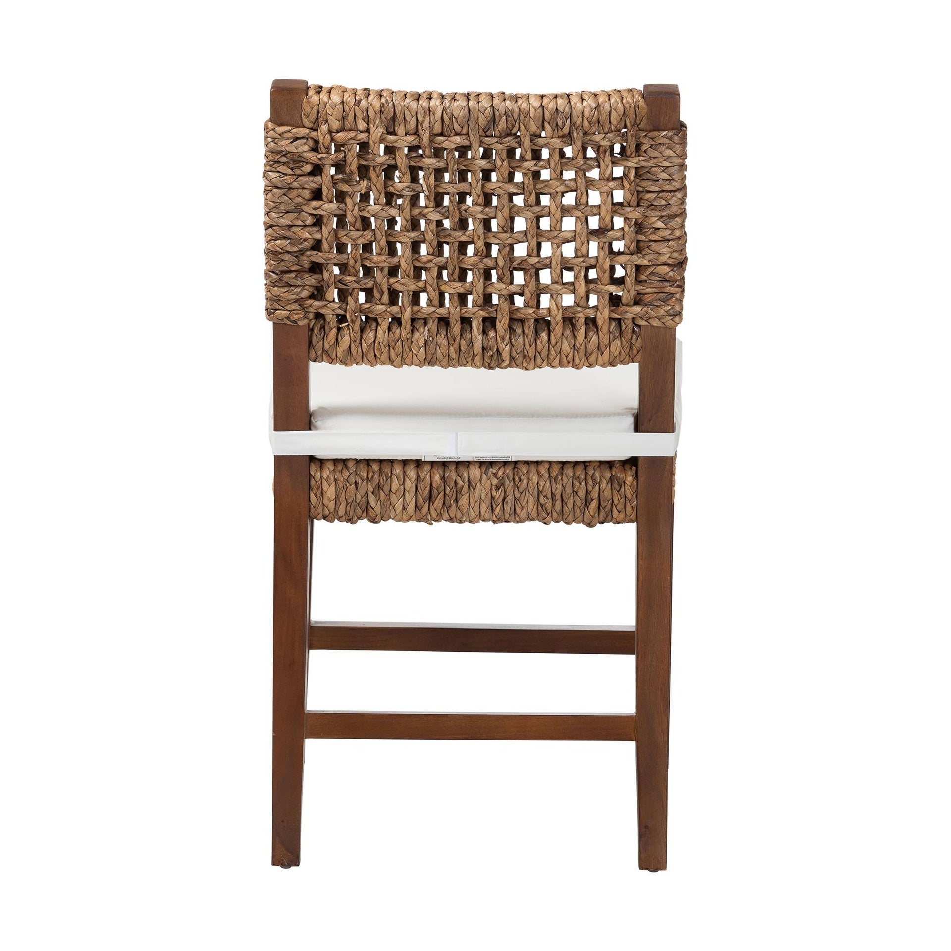 Handwoven Seagrass Dining Chair with Mahogany Wood Frame - Woven Back and Seat Chair for Dining Room or Kitchen, Earthy Brown