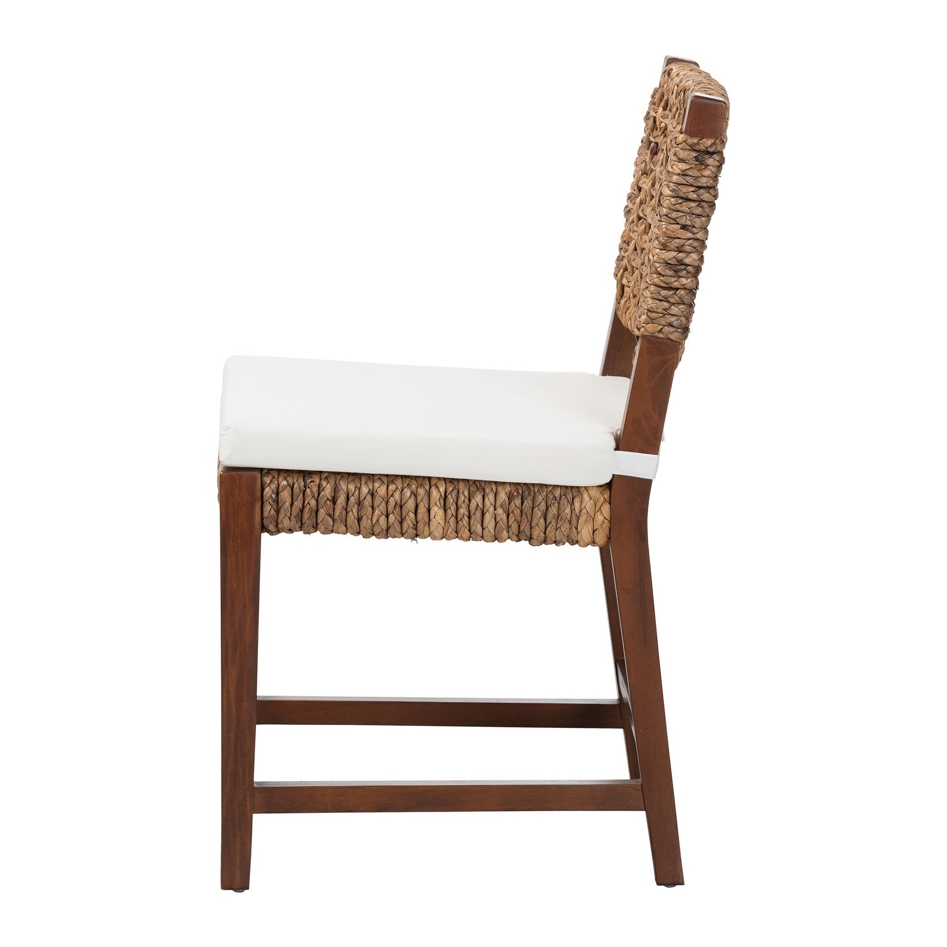 Handwoven Seagrass Dining Chair with Mahogany Wood Frame - Woven Back and Seat Chair for Dining Room or Kitchen, Earthy Brown