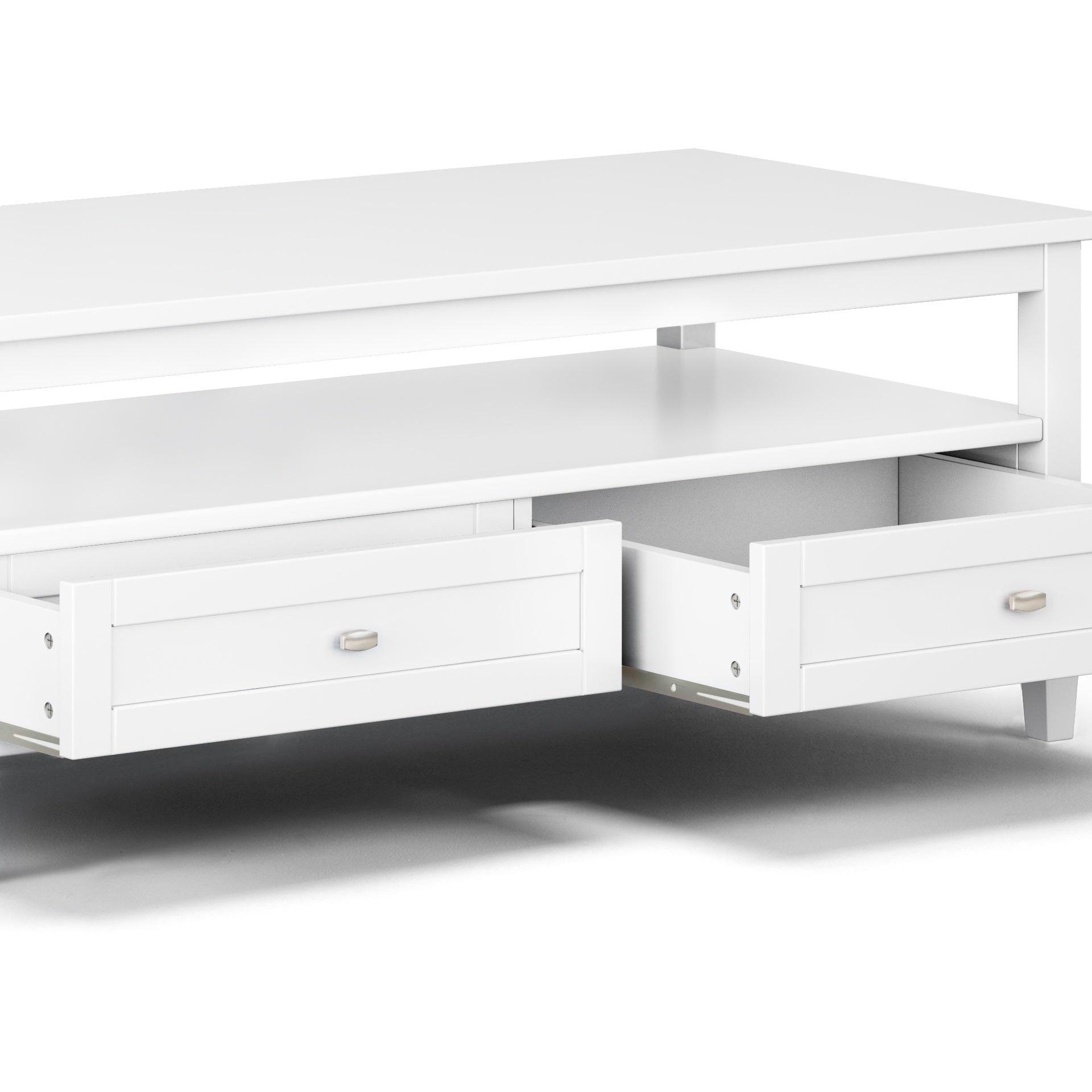Warm Shaker Solid Wood 48 inch Wide Transitional Coffee Table in White