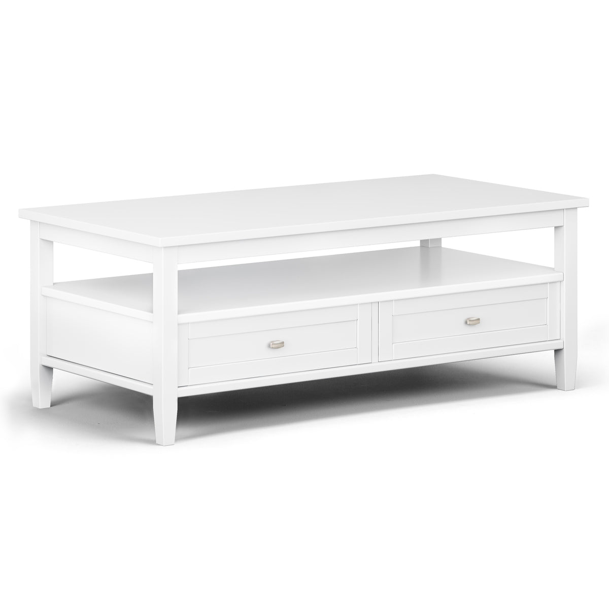 Warm Shaker Solid Wood 48 inch Wide Transitional Coffee Table in White