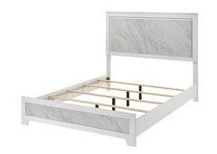 Contemporary White Color 1pc Twin Size Bed Beautiful Faux Marble Look Panel Headboard FB Bedroom Furniture Rubber wood