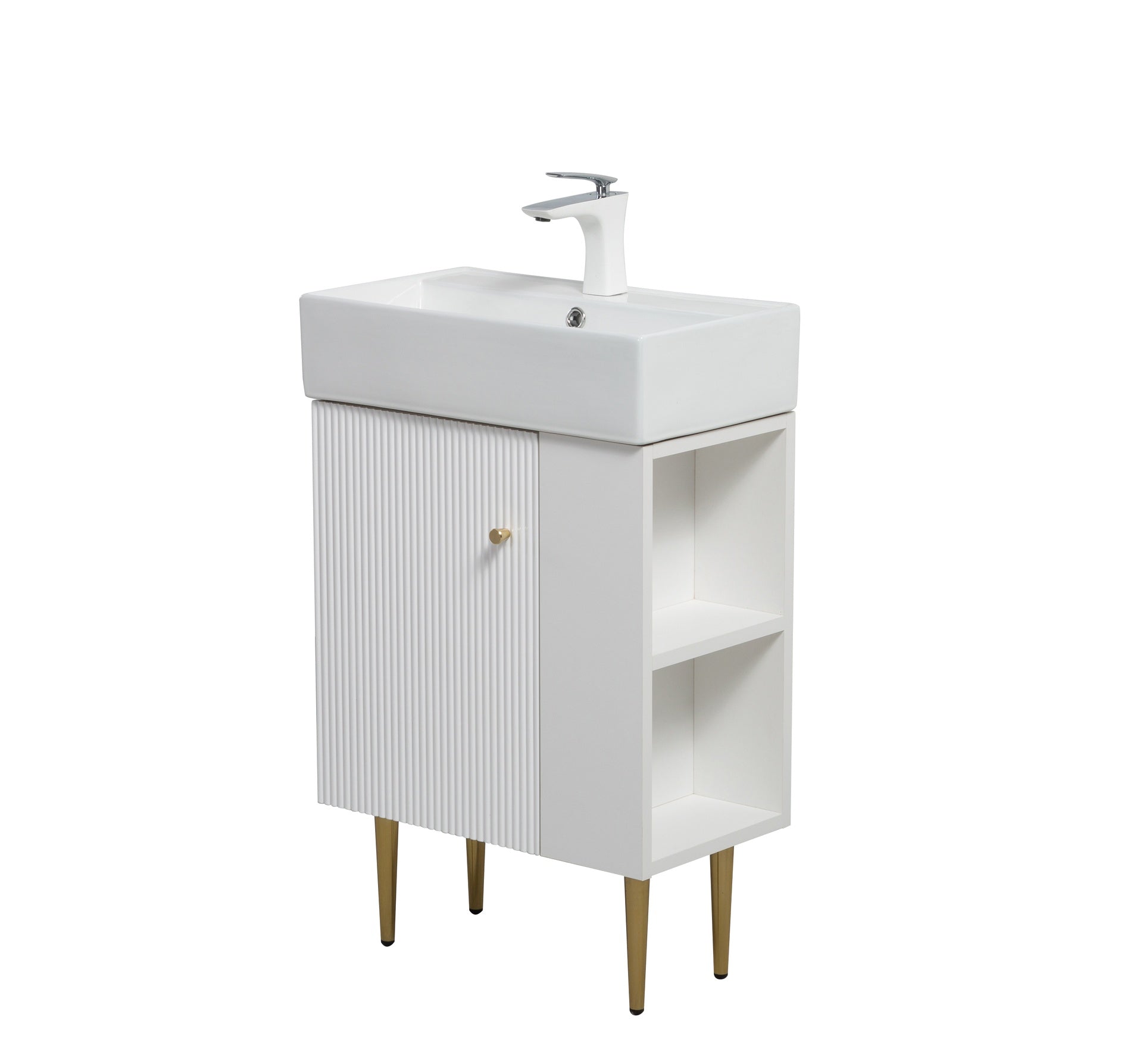 21.6" Vanity Base Only, Open Shelf on the Right, White 24V06-21WHR-W1920P385636