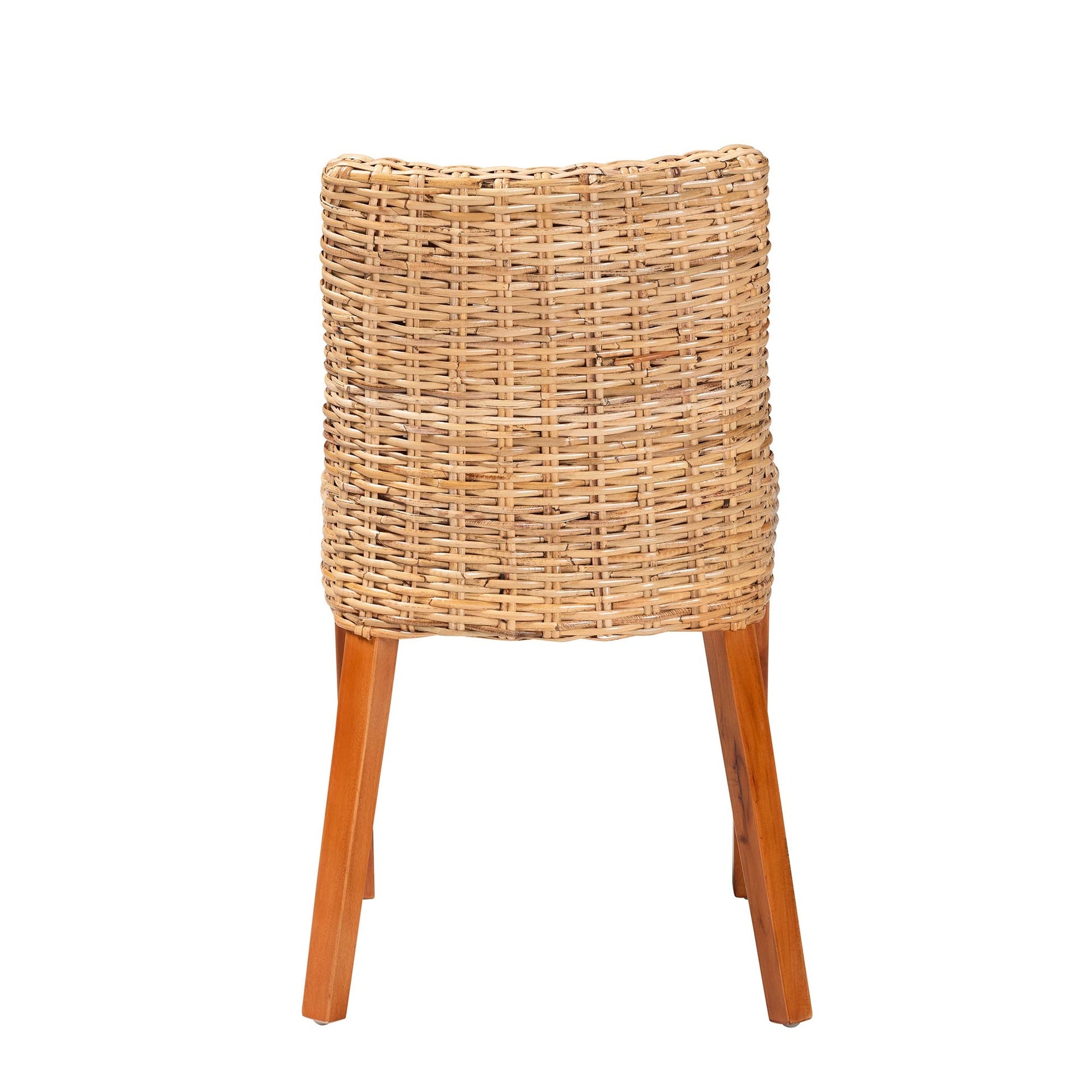 Bohemian Light Honey Kubu Rattan and Mahogany Wood Dining Chair