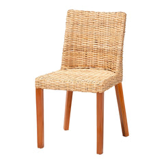 Bohemian Light Honey Kubu Rattan and Mahogany Wood Dining Chair