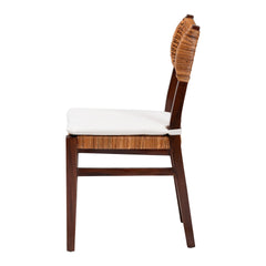 Bohemian Light Honey Rattan and Dark Brown Wood Dining Chair