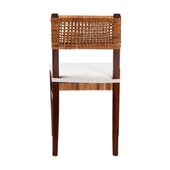 Bohemian Light Honey Rattan and Dark Brown Wood Dining Chair