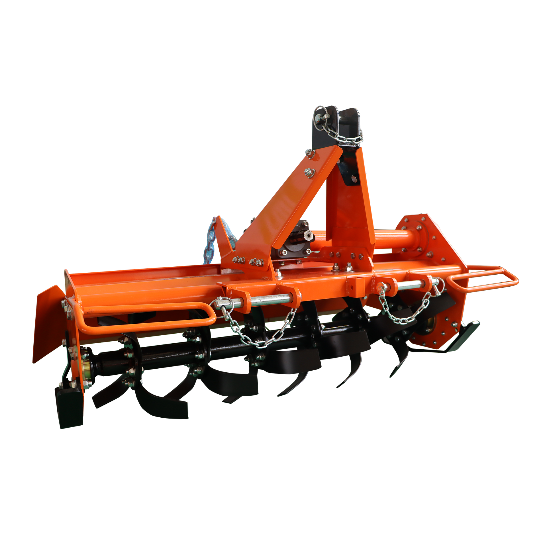 Attachments 3 Point 45" Rotary Tiller Attachment Fits Cat 1 Tractors,, Single Speed PTO Driven Cultivator with a 540 RPM Gearbox, Replaceable L-Shaped Tines Work 5" Deep