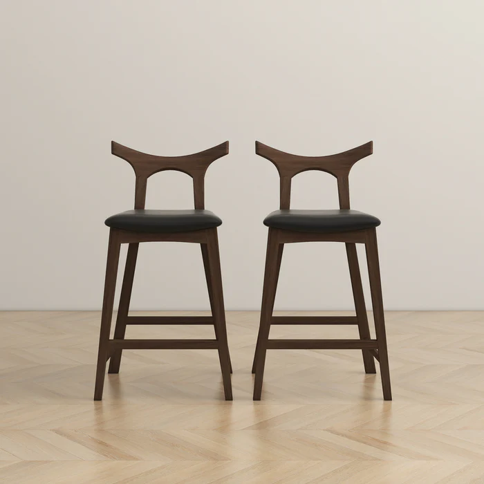 Hester Solid Wood Upholstered Square Bar Chair (Set Of 2)
