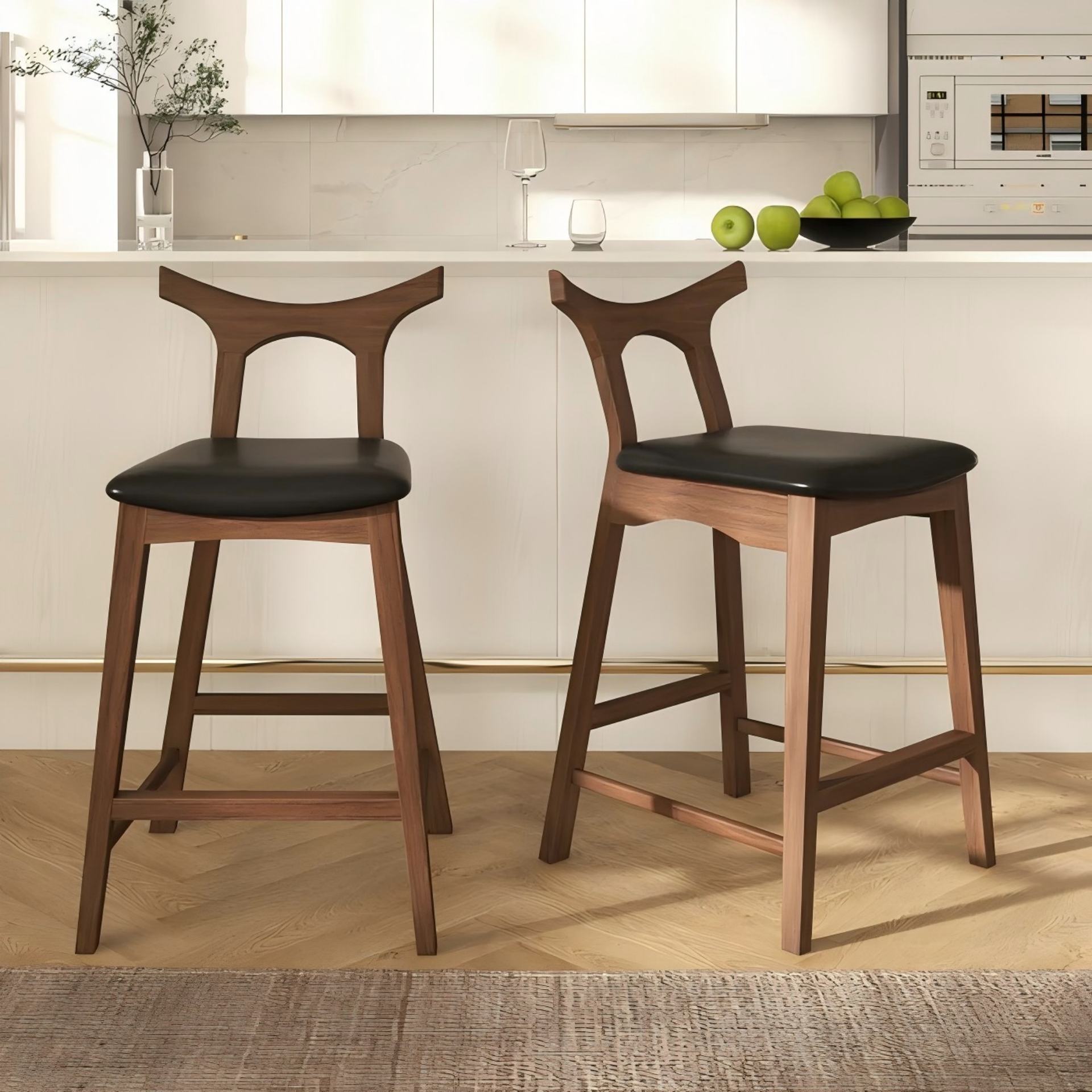 Hester Solid Wood Upholstered Square Bar Chair (Set Of 2)