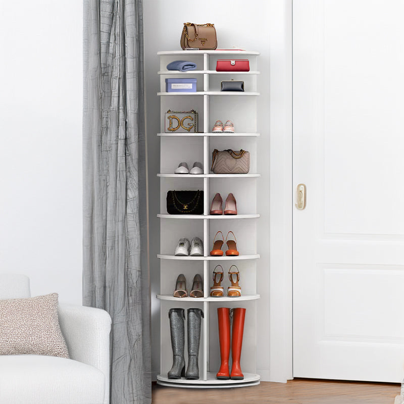8 Tier Rotating Shoe Rack Tower, Spinning Shoe Display, Shoe Organizer,360 Shoe Rack Storage Round Carousel, Vertical Handbag Rotate Shoes Closet Organization (WHITE)