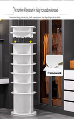 8 Tier Rotating Shoe Rack Tower, Spinning Shoe Display, Shoe Organizer,360 Shoe Rack Storage Round Carousel, Vertical Handbag Rotate Shoes Closet Organization (WHITE)