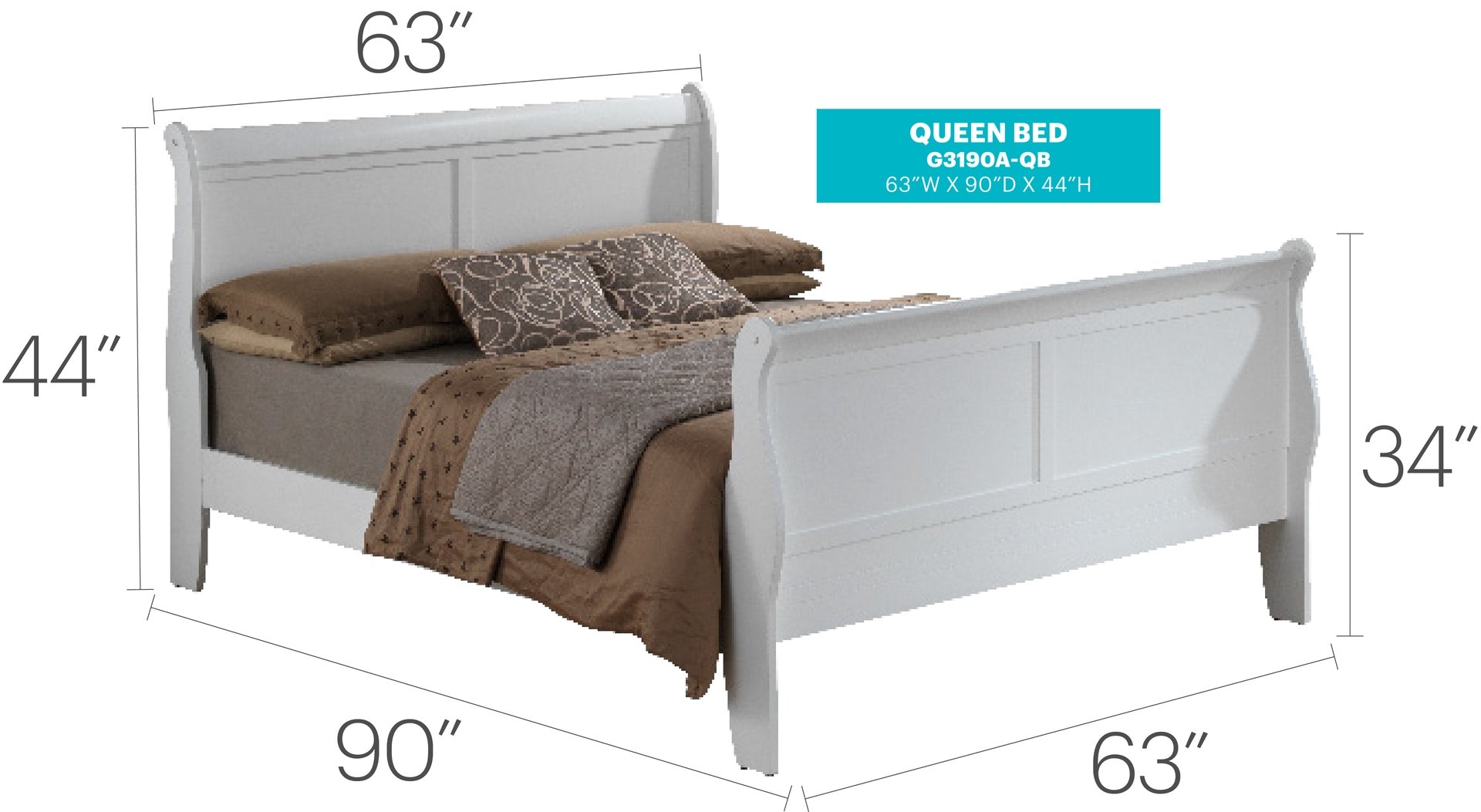 Elegant Traditional White Bed Frame