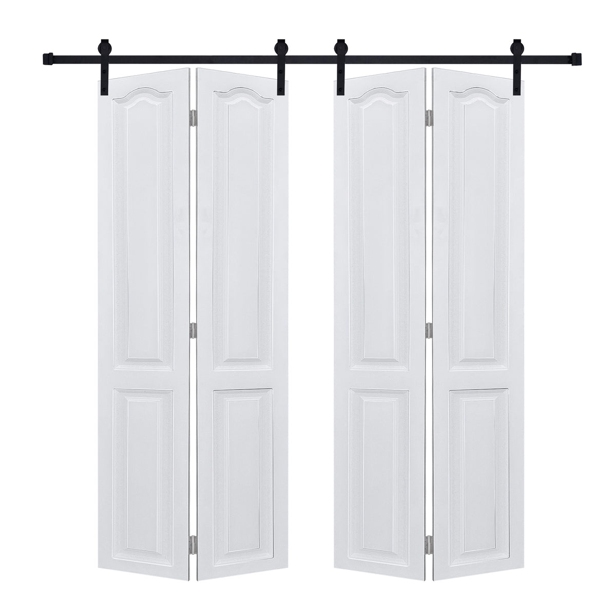 YGDual CNC crafted bi-fold door 3/4'' thick 32 in. x 79 in. MDF White Barn Sliding Door With Hardware kit