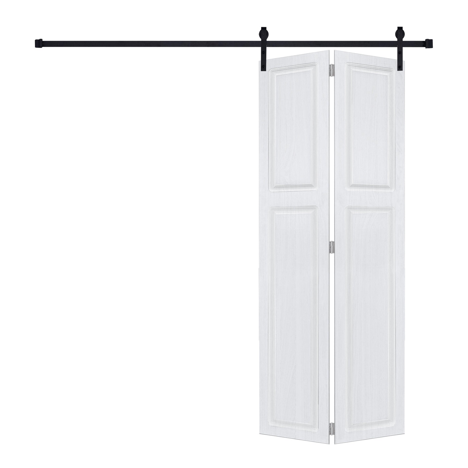 2-panel bi-fold 84 in.X78 in. MDF white walnut Barn Sliding Door With Hardware kit
