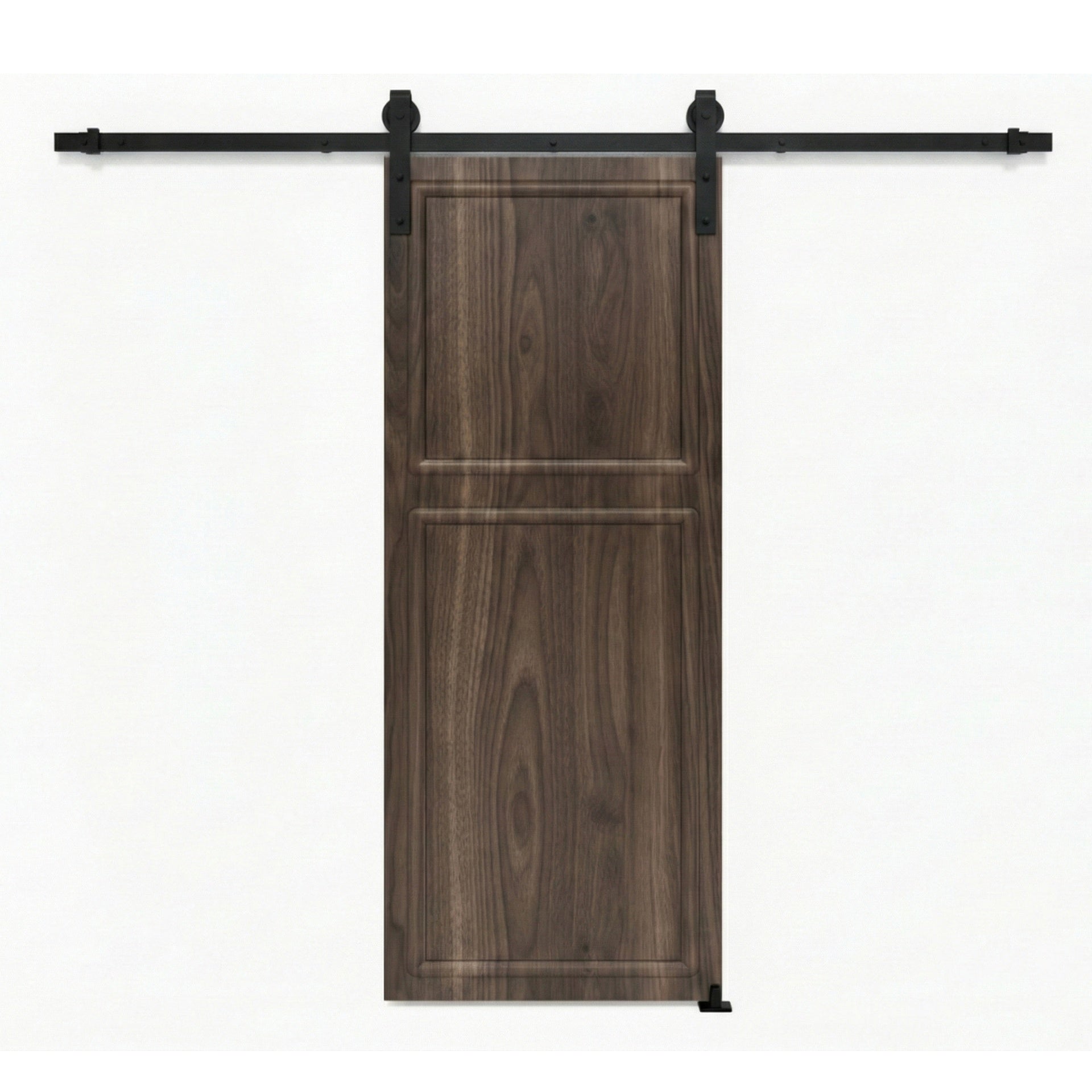 18 series 30 in.X78 in. 3/4 inch thickness 2-Panel Walnut Color Finished MDF Sliding Barn Door With Hardware Kit