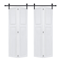 Doubel 2-panel bi-fold 84 in.X68  in. MDF white walnut Barn Sliding Door With Hardware kit