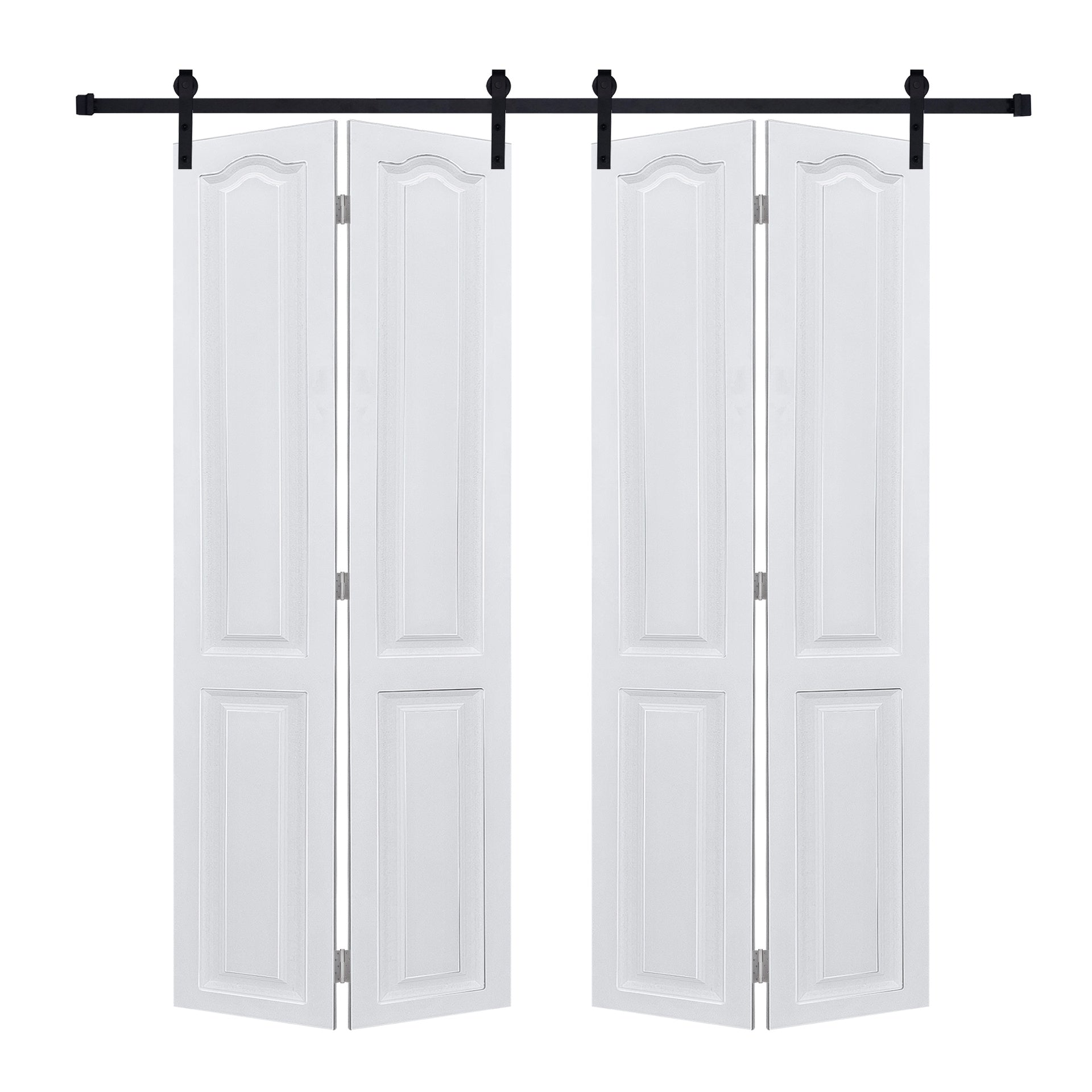 YGDual CNC crafted bi-fold door 3/4'' thick 28 in. x 79 in. MDF White Barn Sliding Door With Hardware kit