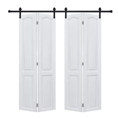 YGDual CNC crafted bi-fold door 3/4'' thick 24 in. x 83 in. MDF White Barn Sliding Door With Hardware kit
