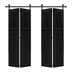 Doubel 2-panel bi-fold 84 in.X64  in. MDF black walnut Barn Sliding Door With Hardware kit