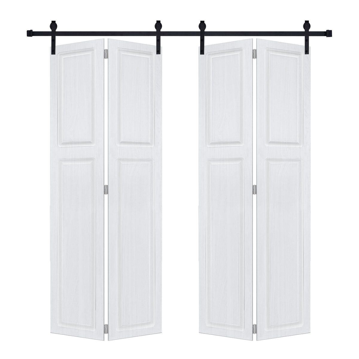 2-panel bi-fold 96 in.X56  in. MDF white walnut Barn Sliding Door With Hardware kit