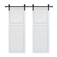 Double Modern 2 panel   84 in. x 84 in. MDF white walnut Barn Sliding Door With Hardware kit
