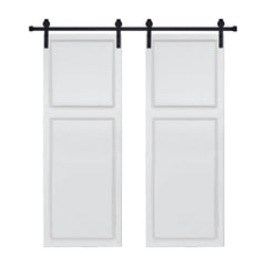 Dual 2-Panel Cottage style  door 3/4” thick 36 in. x 80 in. MDF White Barn Sliding Door With Hardware kit