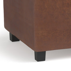 Avalon 42 inch Wide Storage Ottoman in Distressed Saddle Brown Vegan Leather