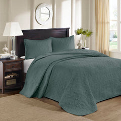 3 Piece Reversible Bedspread Set Balsam Green King