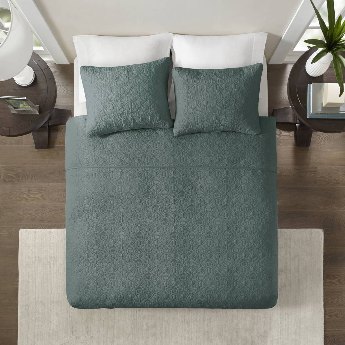 3 Piece Reversible Bedspread Set Balsam Green King