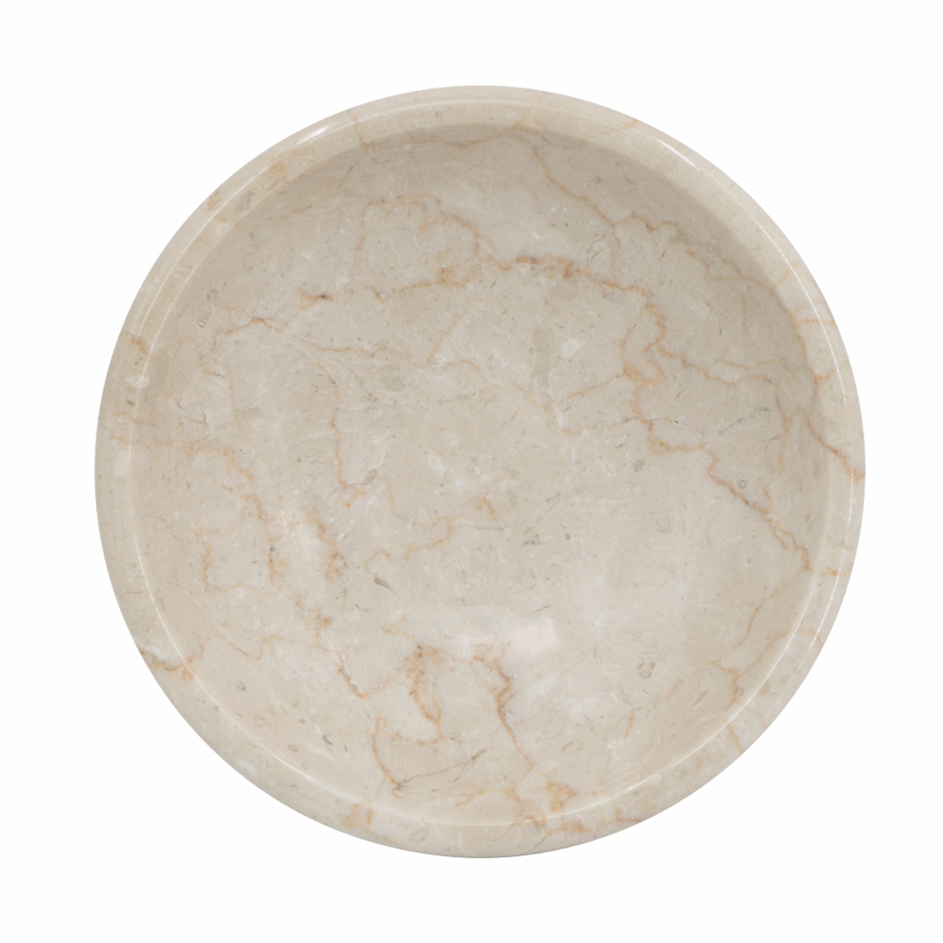7x7x4" Round Marble Pedestal Fruit Bowl, Cream